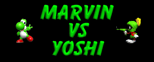 Marvin blowing up Yoshi